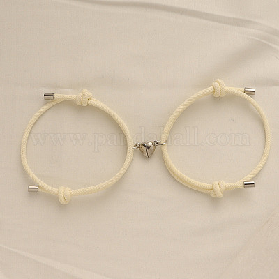 Магнитные плетеные браслеты из сплава в форме сердца для пары подруг WG59636-14-1