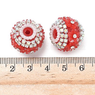 Блестящие смоляные бусины-цветы со стразами OACR-D310-01P-E-1