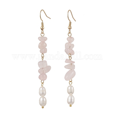 Серьги-подвески из нержавеющей стали 304 с натуральным культивированным пресноводным жемчугом и рисом EJEW-JE06536-03-1