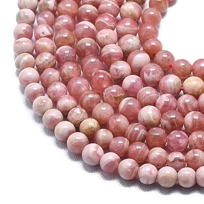 Круглые нити шарик натуральный Родохрозит G-F289-21-4mm-1