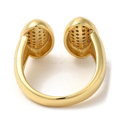 Открытые манжеты из латуни с микропаве и прозрачным цирконием для женщин RJEW-U008-02A-G-1