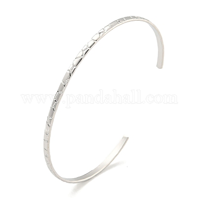 Не тускнеющий текстурированный браслет-манжета из нержавеющей стали 304 для женщин BJEW-P331-19P-1