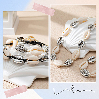 80 шт. гальванизированные натуральные бусины из ракушек каури BSHE-LT0001-06P-1