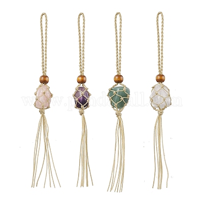 Мешочек с подвесками из необработанных натуральных драгоценных камней самородков HJEW-JM01931-03-1