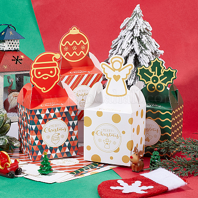 12 шт. 4 стиля подарочных коробок с рождественской тематикой из бумаги CON-SP0001-02-1