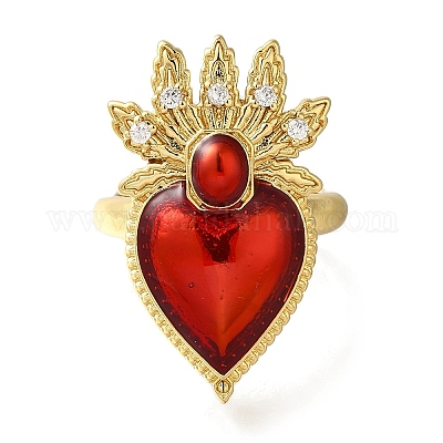 Покрытие стойки латунные прозрачные кольца с фианитом открытые манжеты RJEW-S411-01G-05-1