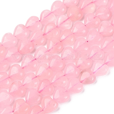 Сердце природного розовый кварц бисер пряди G-G632-01-1