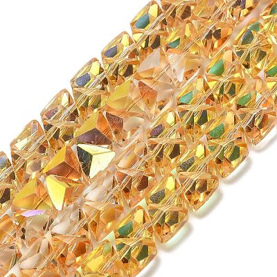 Стеклянные бусины с гальваническим покрытием  EGLA-P066-02A-HP03-1