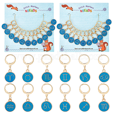 12шт 12 созвездия сплава эмали подвески запирающие стежков HJEW-PH01593-1