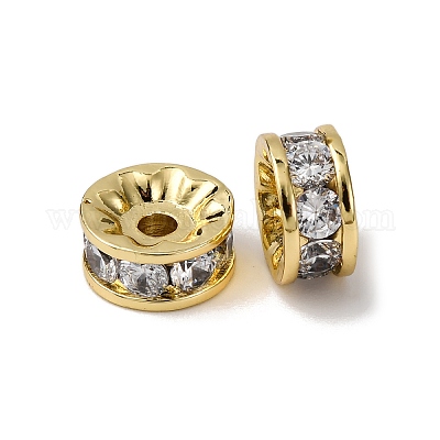 Латунные микро проложить кубического циркония бусы KK-A270-02A-G-1