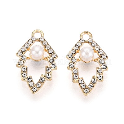 Подвески из сплава и искусственного жемчуга со стразами PALLOY-T092-06G-1