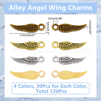 120 шт. 4-х цветные подвески-крылышки из сплава в тибетском стиле TIBEP-DC0001-38-1