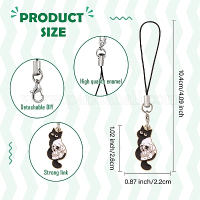 Подвеска из сплава эмали в виде сердца и кошки HJEW-SW00040-1