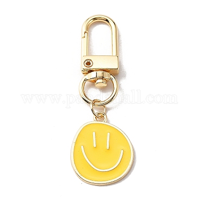 Улыбающееся лицо подвеска из эмали KEYC-WH0036-08LG-03-1