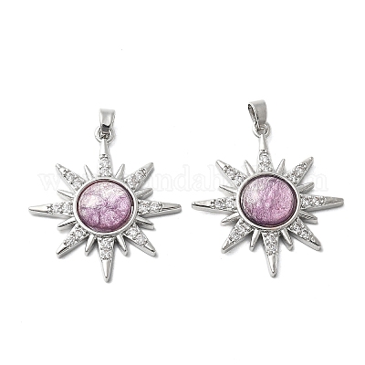 Латунный микропаве кубический цирконий с подвесками из смолы KK-Z103-09P-02-1