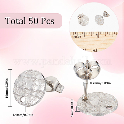 50 шт. фурнитура для сережек-гвоздиков из нержавеющей стали 304 STAS-SC0008-57P-1