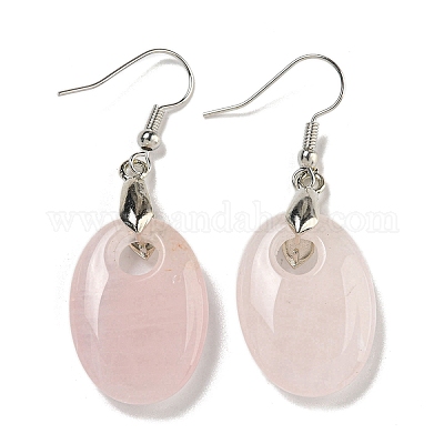 Серьги-подвески из латуни с овальным покрытием EJEW-B064-03P-1