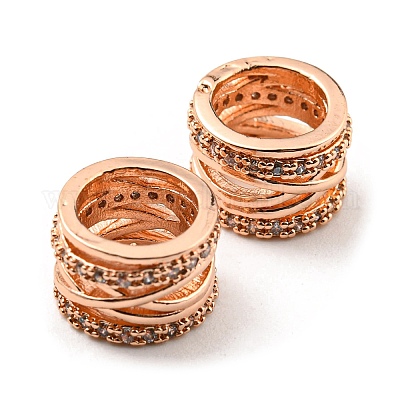 Стойки обшивки латунь микро проложить кубического циркония бусы KK-F856-09RG-1