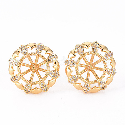 Серьги-гвоздики с прозрачным кубическим цирконием из латуни с микропаве KK-T062-128G-NF-1