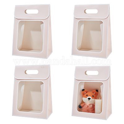 Складные бумажные подарочные пакеты с окошком ABAG-WH0045-20C-1