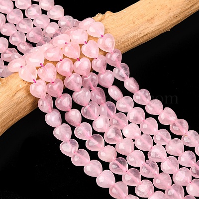 Сердце природного розовый кварц бисер пряди G-G632-01-1