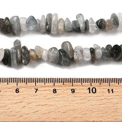 Нити бусин из натурального голубого меха кролика с рутиловым кварцем G-H315-A06-01-1