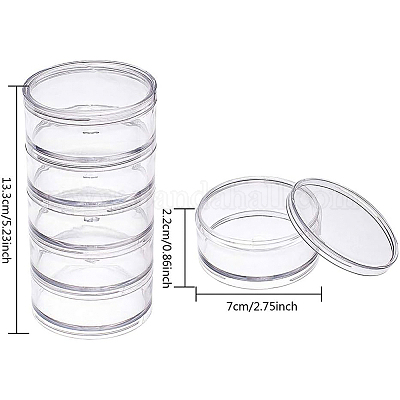 5 Layer Cylinder Stackable Bead Containers Plastic Round Clear