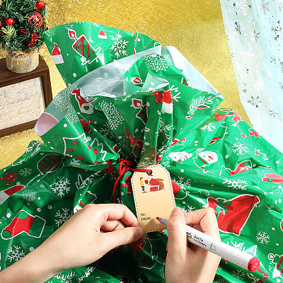 Рождественские 3шт прямоугольные пластиковые подарочные пакеты для хранения ABAG-WH20010-08A-1