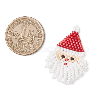 Подвески Санта-Клауса из стеклянных бус PALLOY-MZ00828-02-1