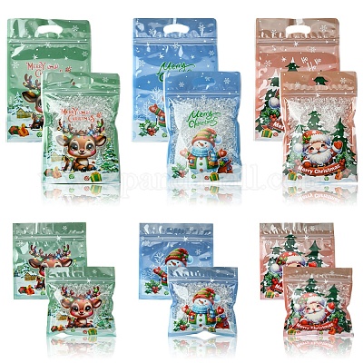 50 шт. 2 стиля пластиковых пакетов с застежкой-молнией на рождественскую тематику ABAG-FS0001-07-1