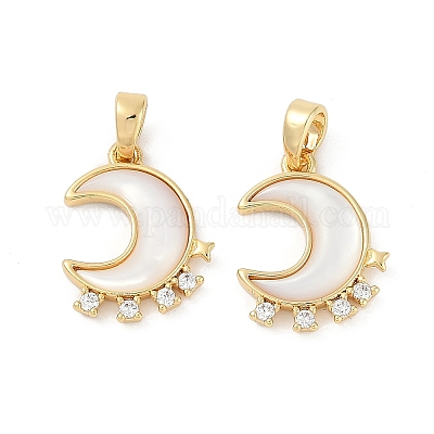Подвески в виде луны из натуральной белой ракушки KK-U043-23G-02-1