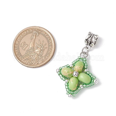 Европейские подвески-шармы в форме звезды из окрашенной синтетической императорской яшмы и стеклянных бусин PALLOY-MZ00693-05-1