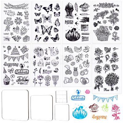 Wholesale Globleland 4 Sheets 4 Style PVC Plastic Stamps 