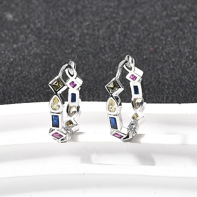 Латунные микро проложить серьги обруча кубического циркония EJEW-P322-02P-1