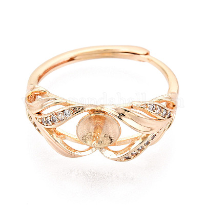 Латунные микро-паве прозрачные кубические цирконии регулируемые настройки колец KK-T076-76G-1