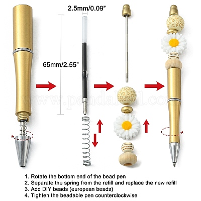 20pcs Diy Beaded Pens Rotating Plastic Beaded Ballpoint Pen Shaft For Diy  Pen Decoration Supplies O