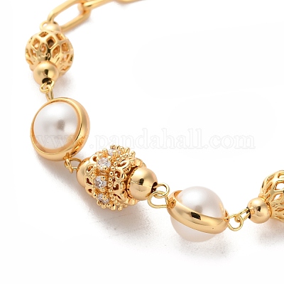 Латунь микро проложить кубического циркония браслеты ссылку BJEW-P342-10G-1