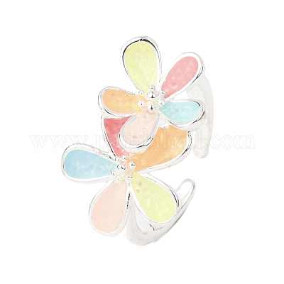 Регулируемые латунные эмалевые манжеты с открытыми кольцами RJEW-P172-04A-P-1