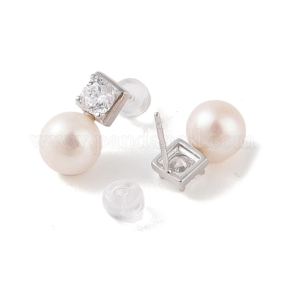 Серьги-гвоздики из стерлингового серебра с защитой от потускнения EJEW-C087-12A-P-1