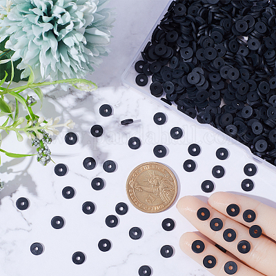 SUNNYCLUE 1 Box 1000Pcs+ Black Clay Beads Heishi Beads Bulk 6mm Polymer  Clay Beads Round Disc Clay Polymer Beads Spacer Loose Beads for Jewelry  Making