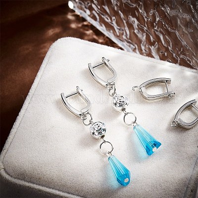 Латунные серьги-кольца с застежкой сзади ZIRC-F052-29P-1