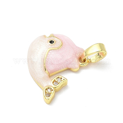 Латунь микропаве фианиты с подвесками из эмали KK-Z134-15G-02A-1