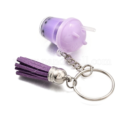 Кисточка из искусственной замши и имитация резинового брелока с рисунком «чай с молоком»/«чай с молоком» KEYC-JKC01203-01-1