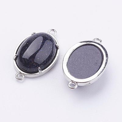 Латунные синтетические соединители синего голдстоуна&nbsp;G-E398-04L-1