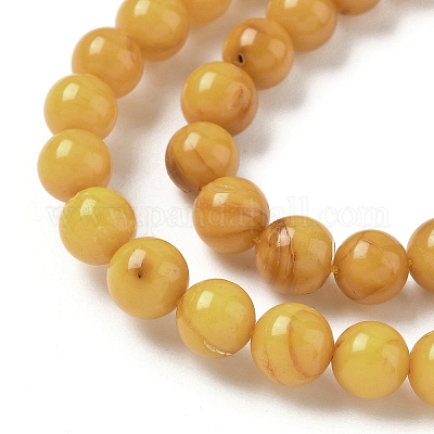 Нити из натуральных бусин из пчелиного воска G-L095-B02-7mm-01-1