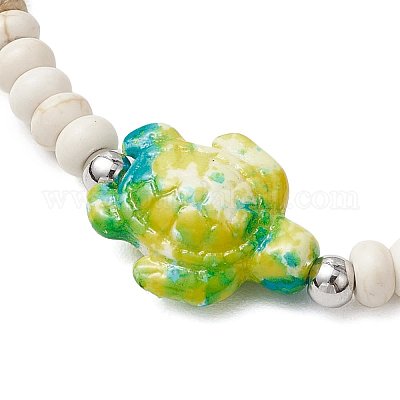 Браслеты из кокосовых бусин с морскими черепахами и морскими звездами BJEW-JB11882-03-1