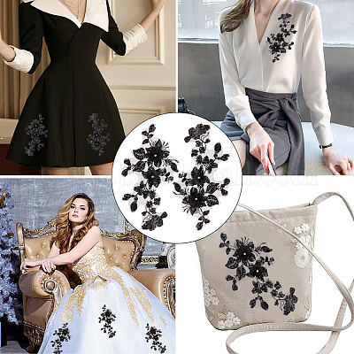 3d цветочная полиэфирная вышивка PATC-WH0012-33A-1