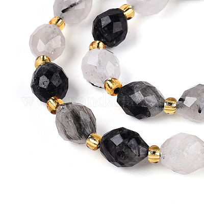 Натуральные турмализированные кварцевые бусинки G-N342-35-8x6-02-1