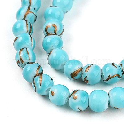 Выпечка окрашенные стеклянные бусины пряди DGLA-N010-6mm-03-1