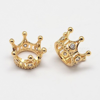 Корона из латуни микро проложит класса Aaa кубического циркония большое отверстие бусы&nbsp;LS-ZIRC-O022-60G-NR-1